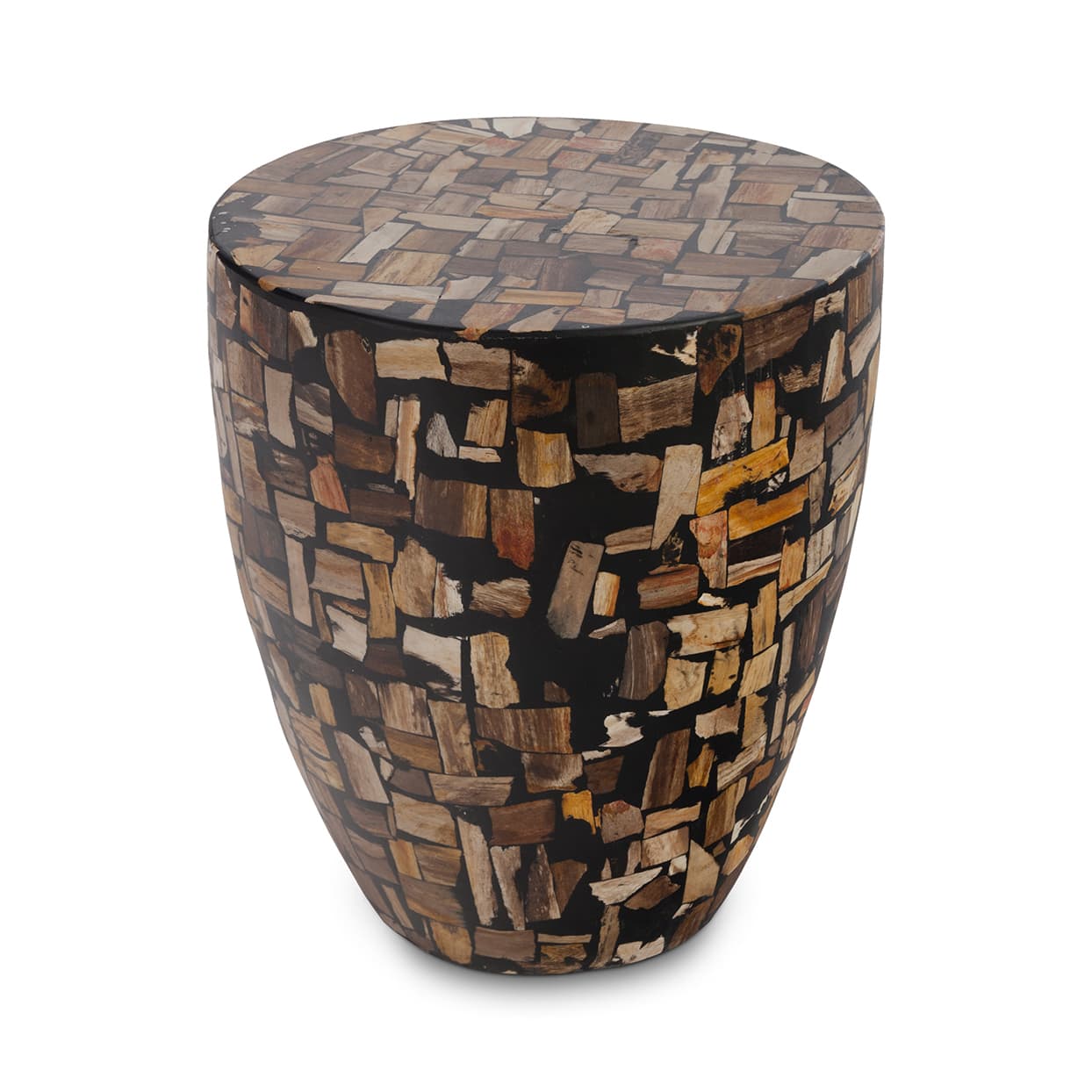 Приставной столик Phillips Collection Petrified Wood Mosaic Drum Side Table