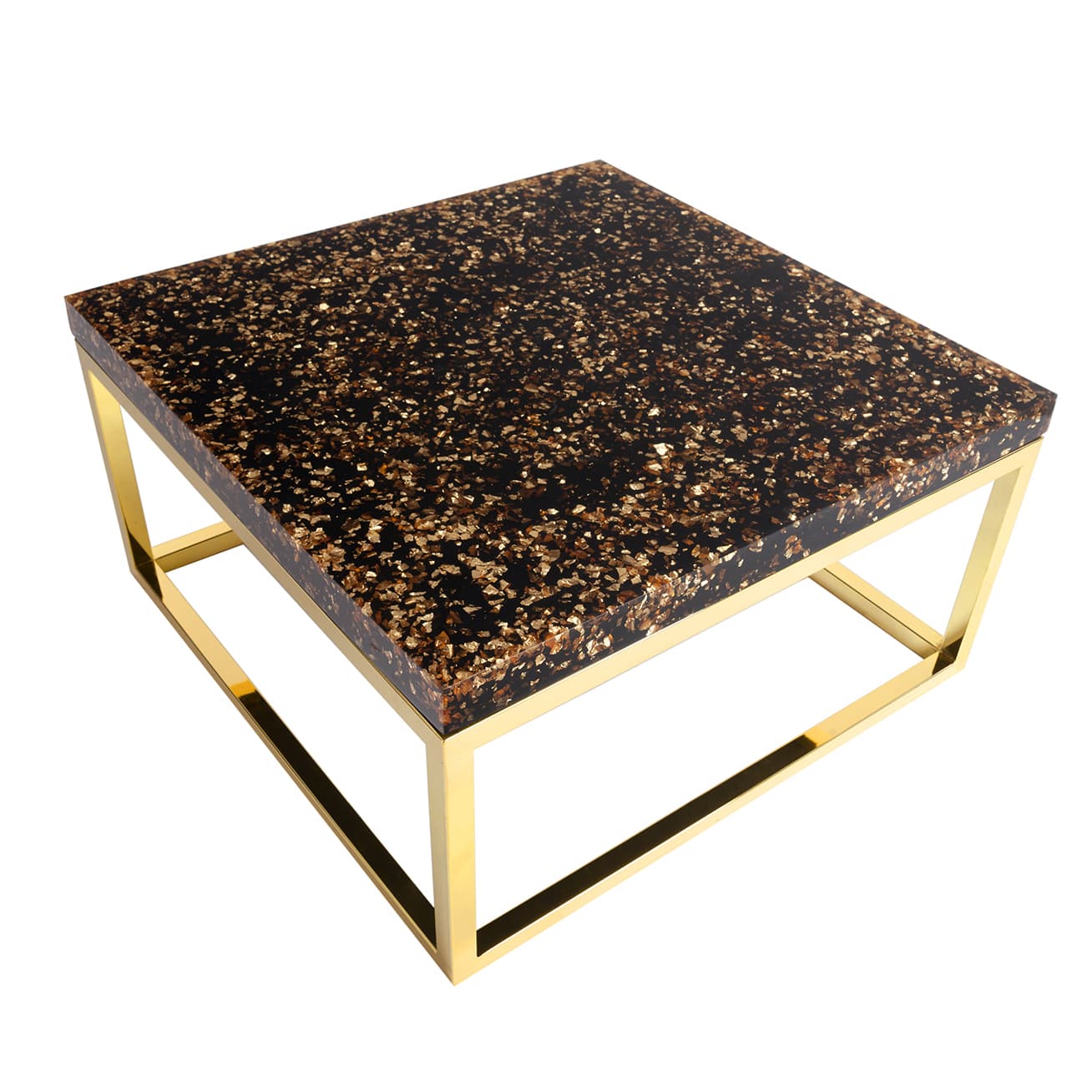 Кофейный столик Phillips Collection Captured Gold Flake, Coffee Table with Plated Brass Finish Base