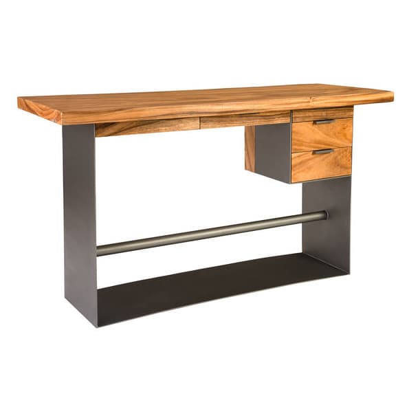 Письменный стол Phillips Collection Chamcha Wood Standing Desk, Iron Frame with Drawers, Bar Height