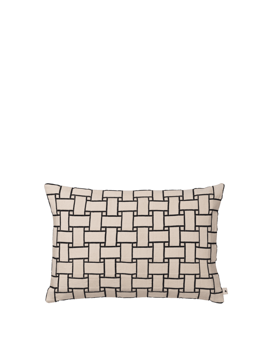 Ferm Living Lattice Cushion - Rectangular - Off-White/Black