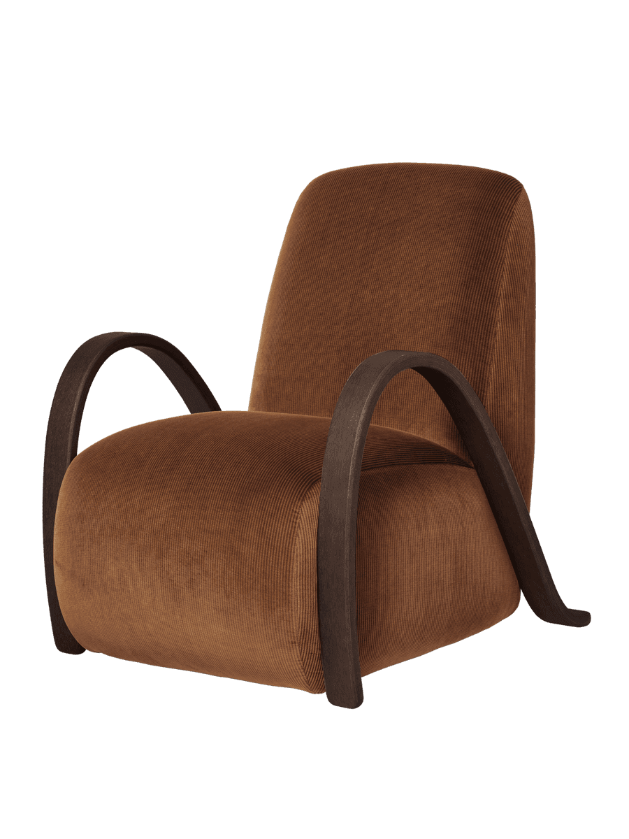 Ferm Living Buur Lounge Chair - Devoré Velvet - Rust