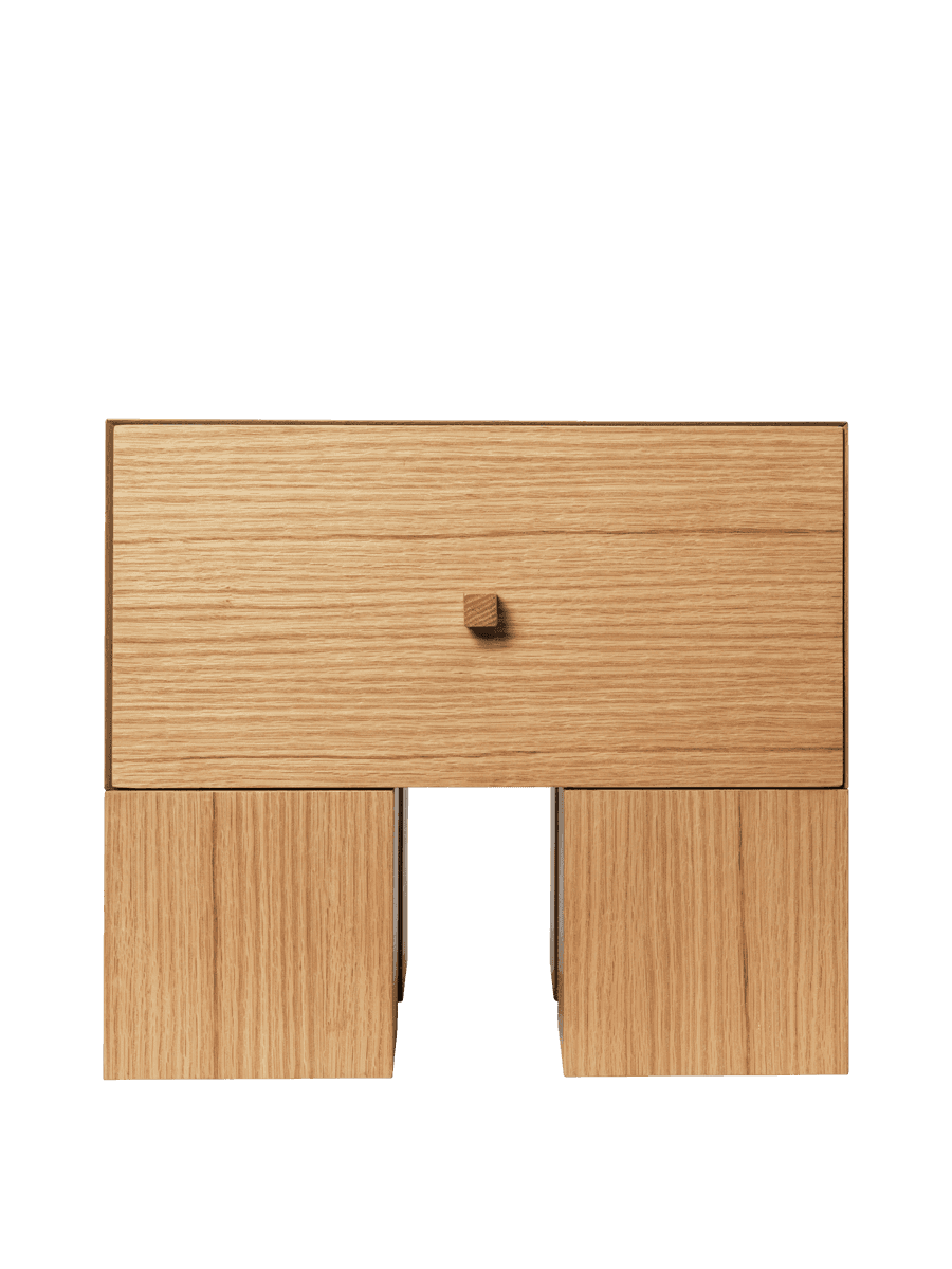 Ferm Living Kuben Bedside Table - 1x1 - Natural Oak Veneer