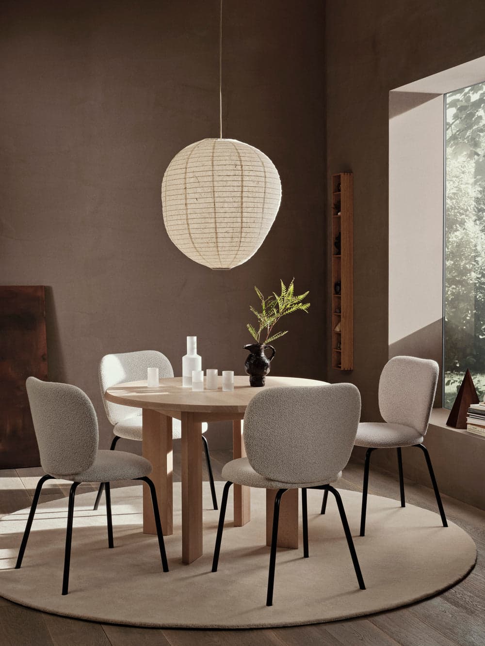 Ferm Living Rico Chair - Black - Soft Bouclé - Off-White/Sand — фото 4