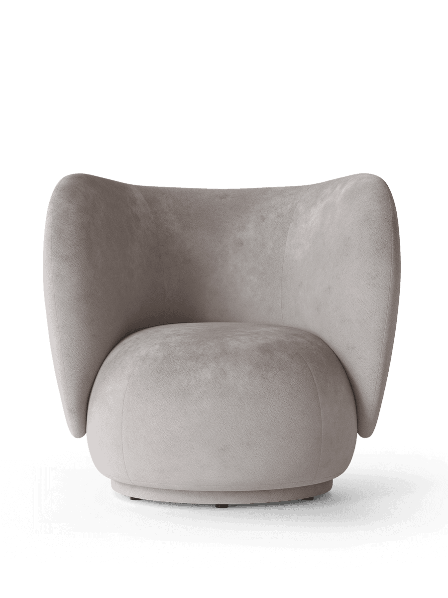 Ferm Living Rico Lounge Chair - Swivel - Faded Velvet - Concrete
