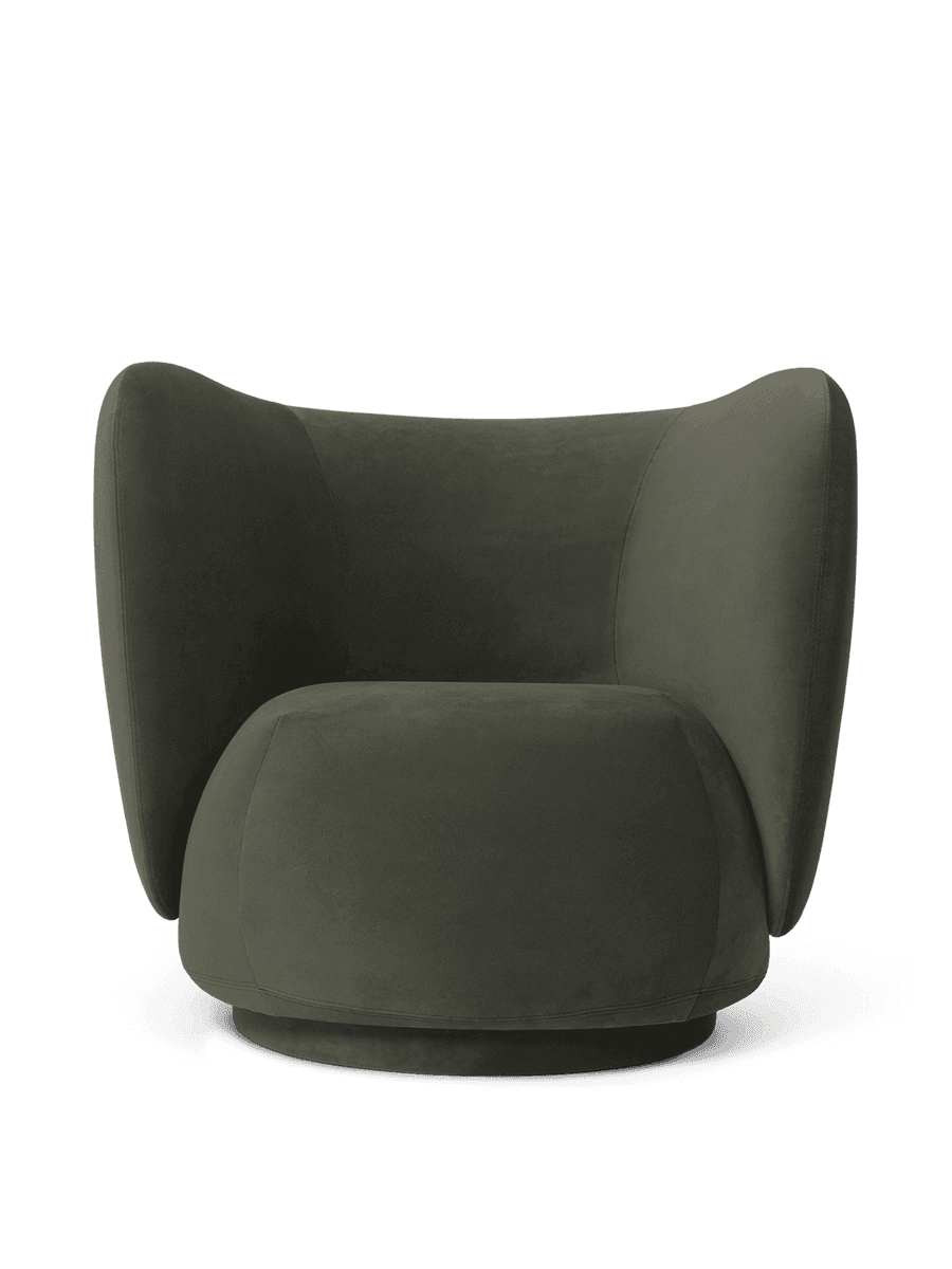 Ferm Living Rico Lounge Chair - Swivel - Rich Velvet - Pine