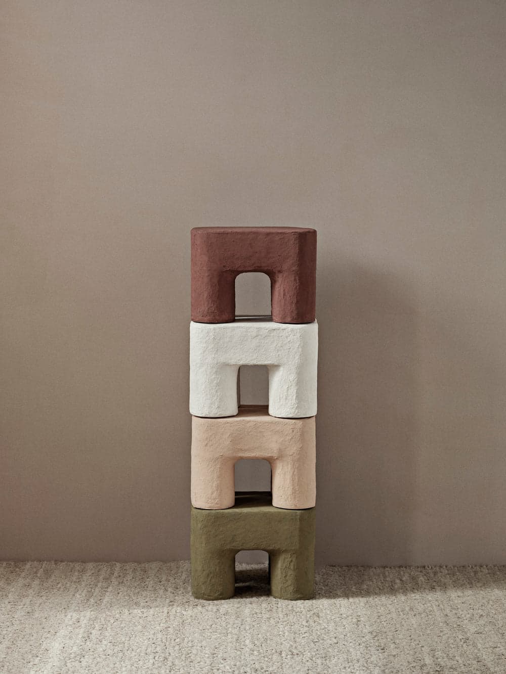 Ferm Living Podo Stool - Red Brown — фото 7