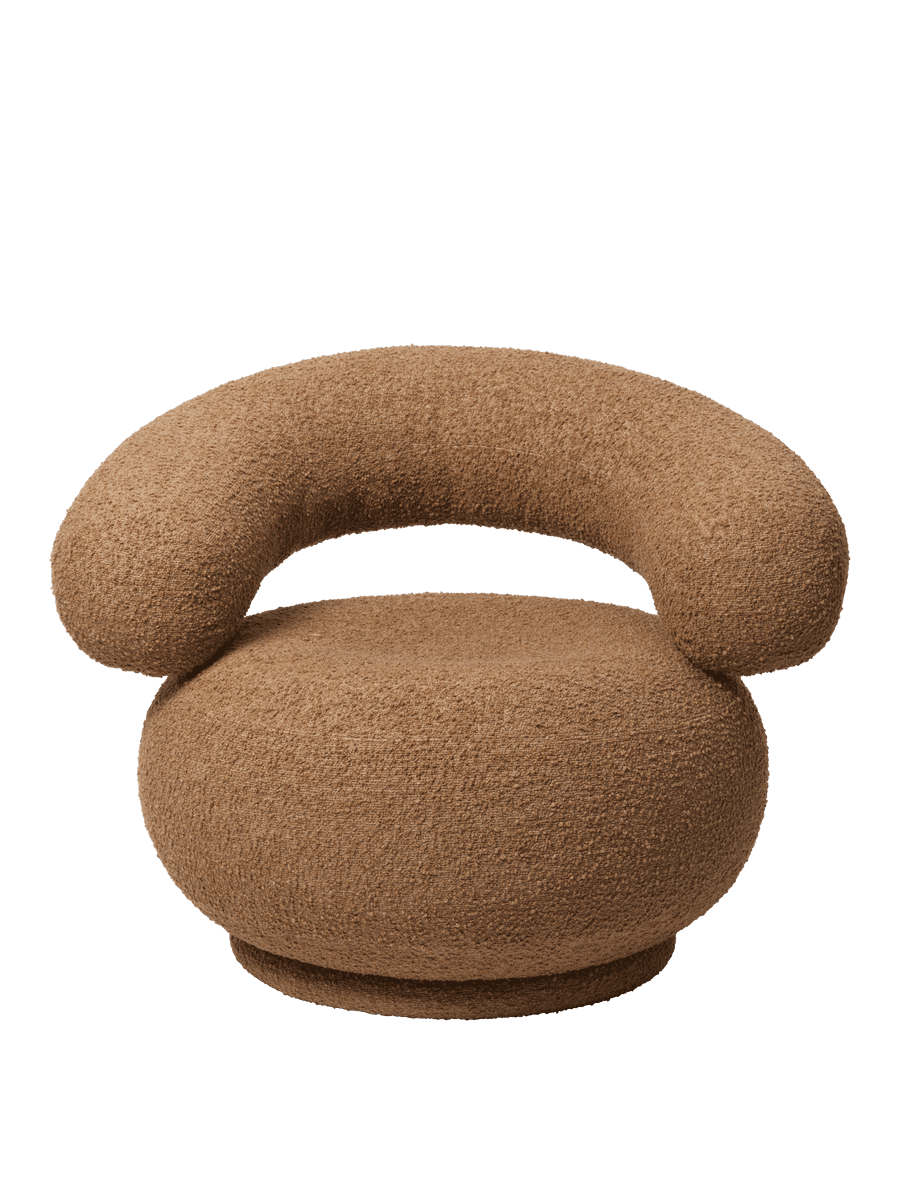 Ferm Living Orbo Lounge Chair - Swivel - Raw Bouclé - Tan