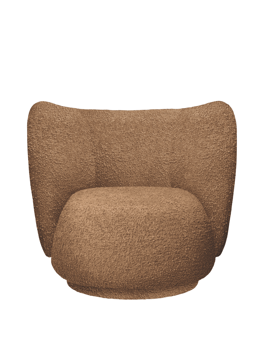 Ferm Living Rico Lounge Chair - Swivel - Raw Bouclé - Tan