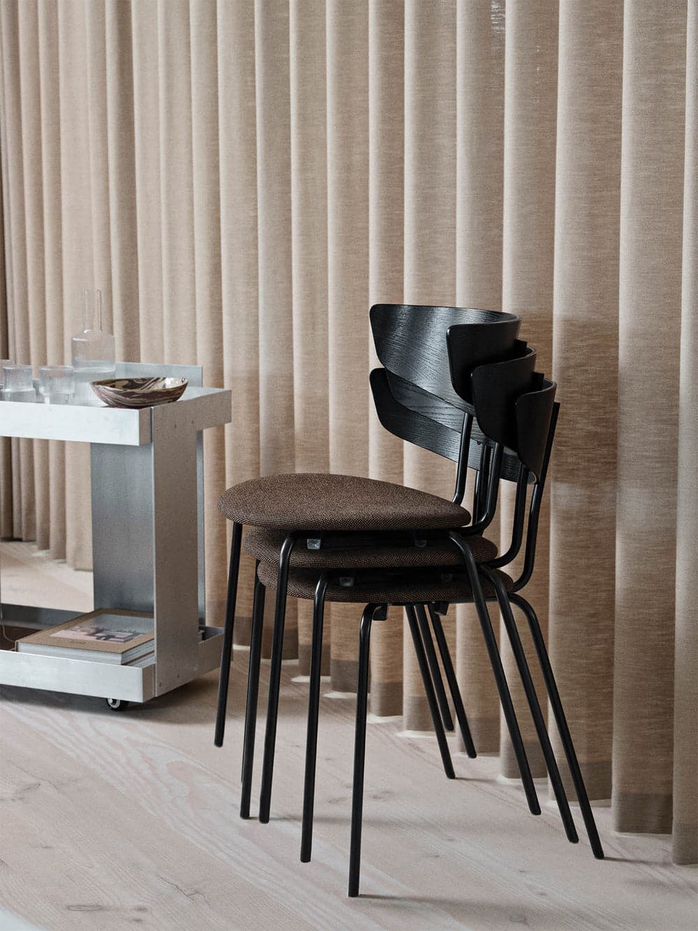 Ferm Living Herman Dining Chair - Hallingdal - Black/Dark Brown — фото 5