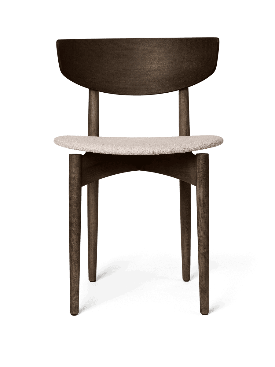 Ferm Living Herman Dining Chair - Upholstered Seat - Soft Bouclé - Dark Stained Beech/Natural