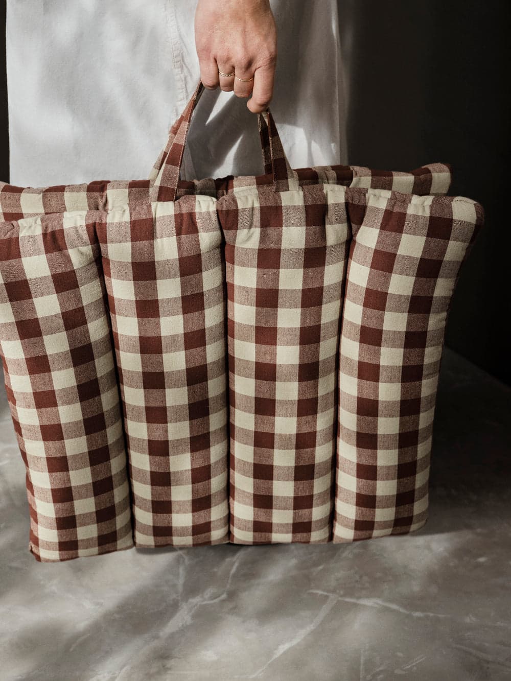Ferm Living Bothy Check Folding Mat - Cinnamon/Grey Green — фото 4