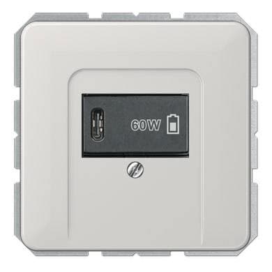 USB розетка для зарядки мобильных устройств тип C, 5-60W, Светло-серый, CD серия, Jung