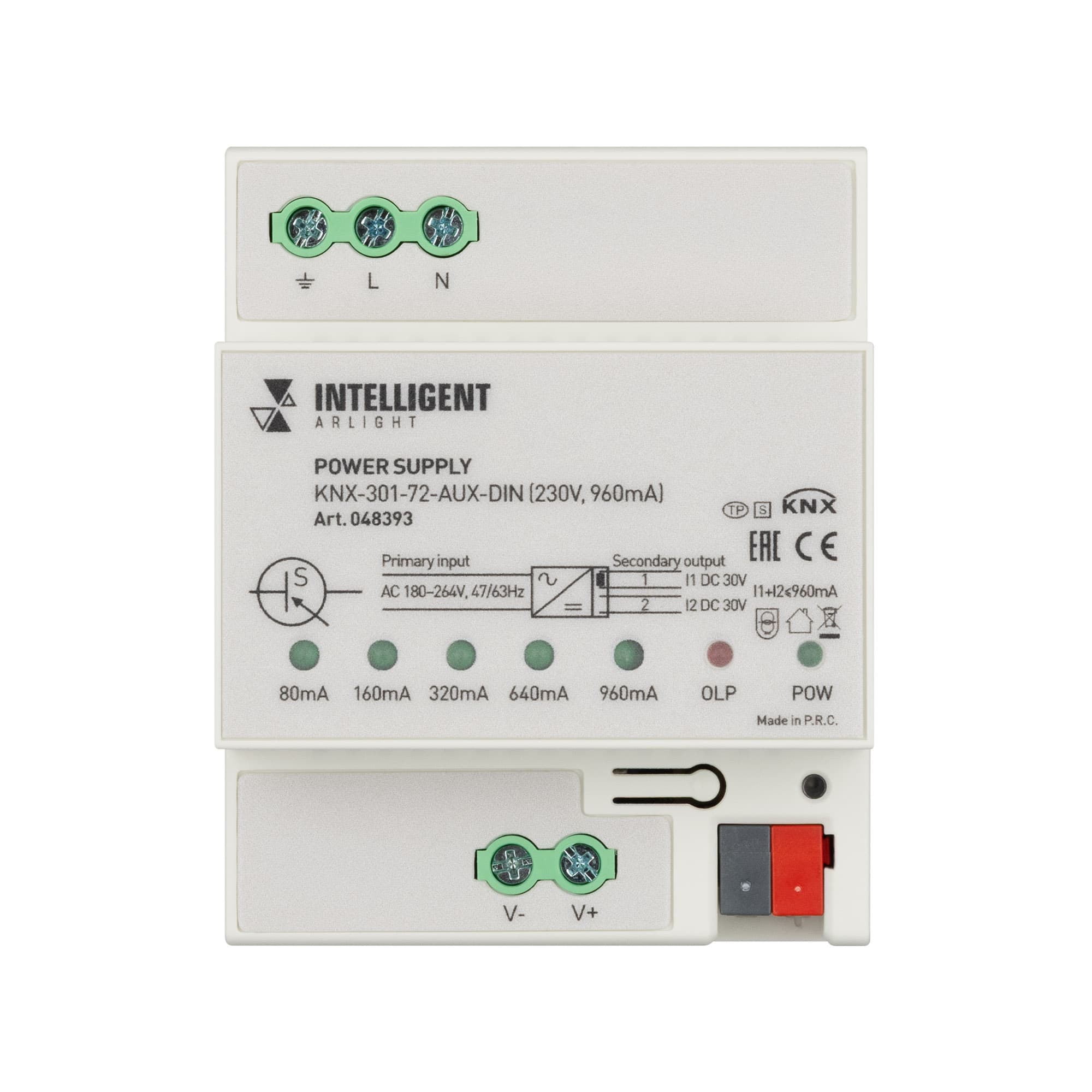 INTELLIGENT ARLIGHT Блок питания шины KNX-301-72-AUX-DIN (230V, 960mA) (IARL, IP20 Пластик, 2 года) 048393 — фото 2