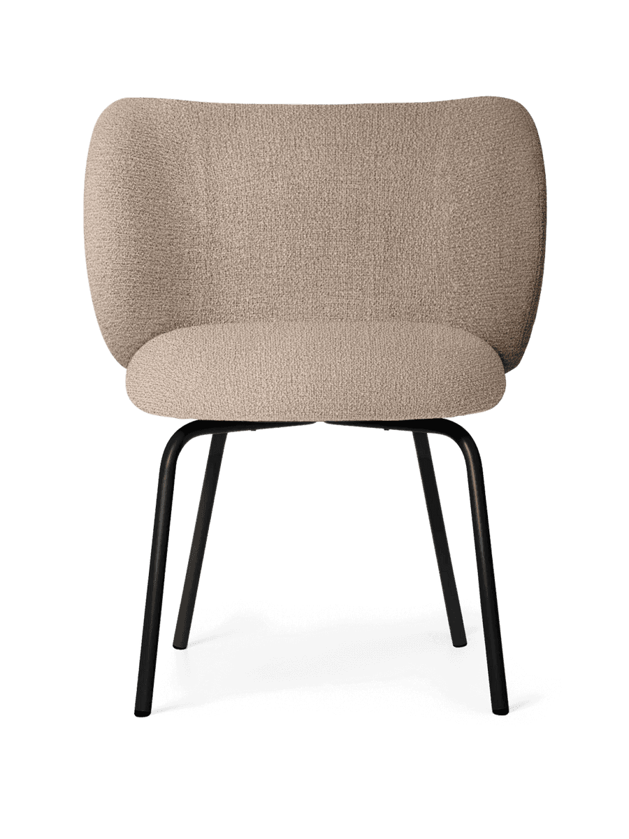 Ferm Living Rico Dining Chair - Black - Bouclé - Sand