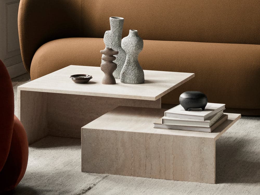 Ferm Living Distinct Grande Duo Tables - Travertine — фото 4