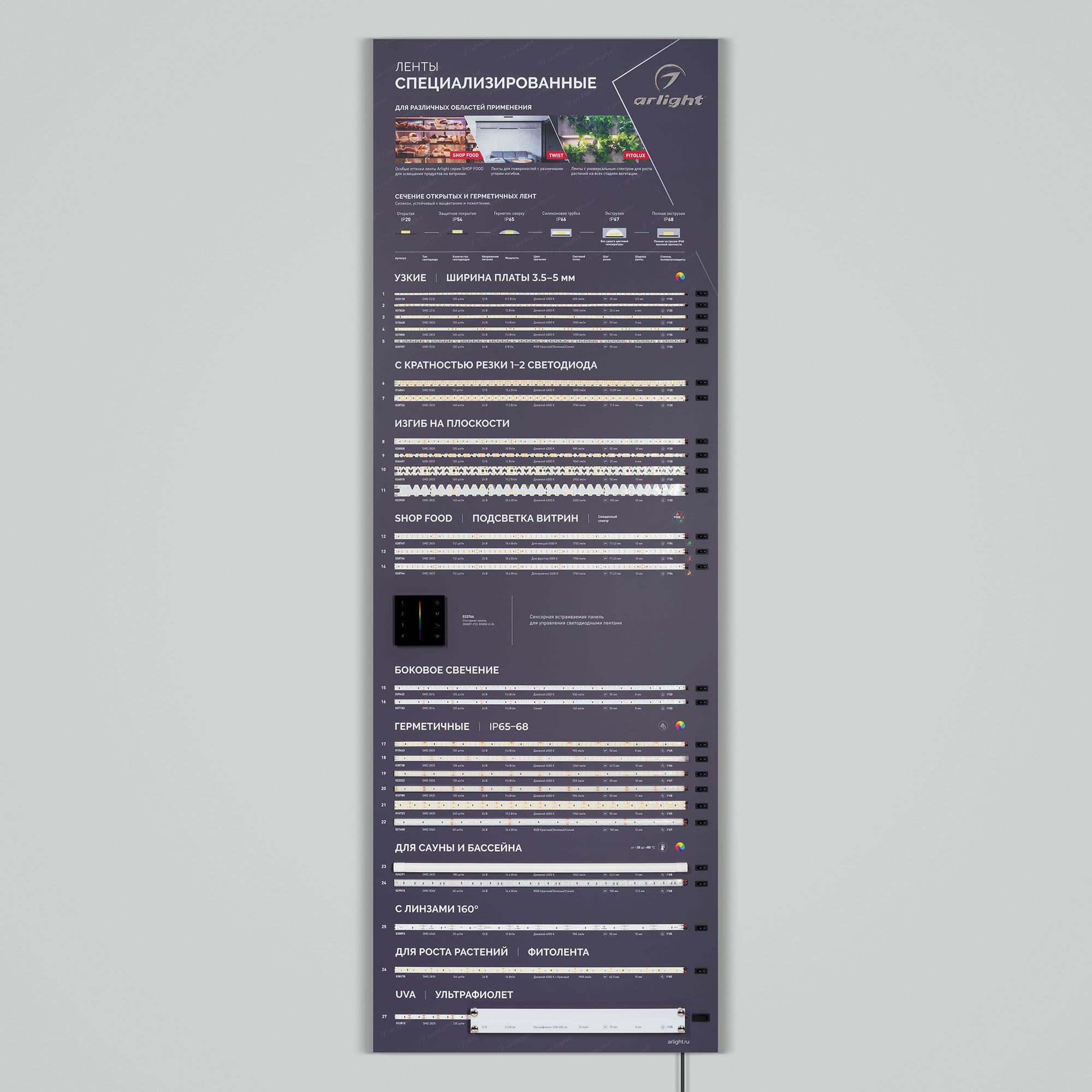 Стенд Ленты Специализированные RT-LUX-E3-1760x600mm (v.2, DB 3мм, пленка, подсветка) (Arlight, -) 000907(1)