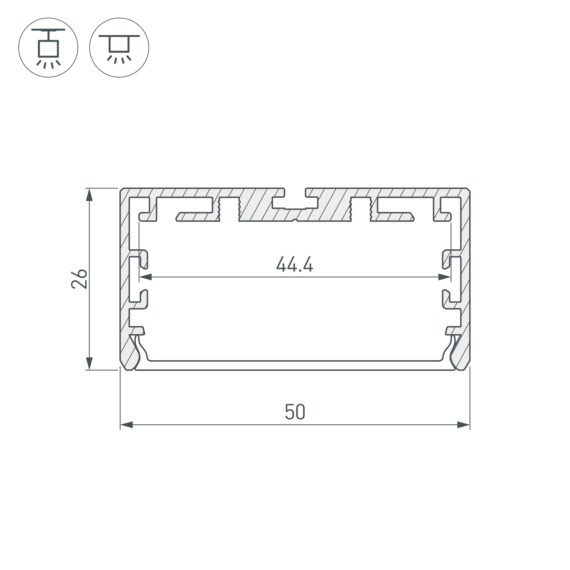Профиль PLS-LOCK-W50-SMT-2000 ANOD (Arlight, Алюминий) 033772 — фото 3
