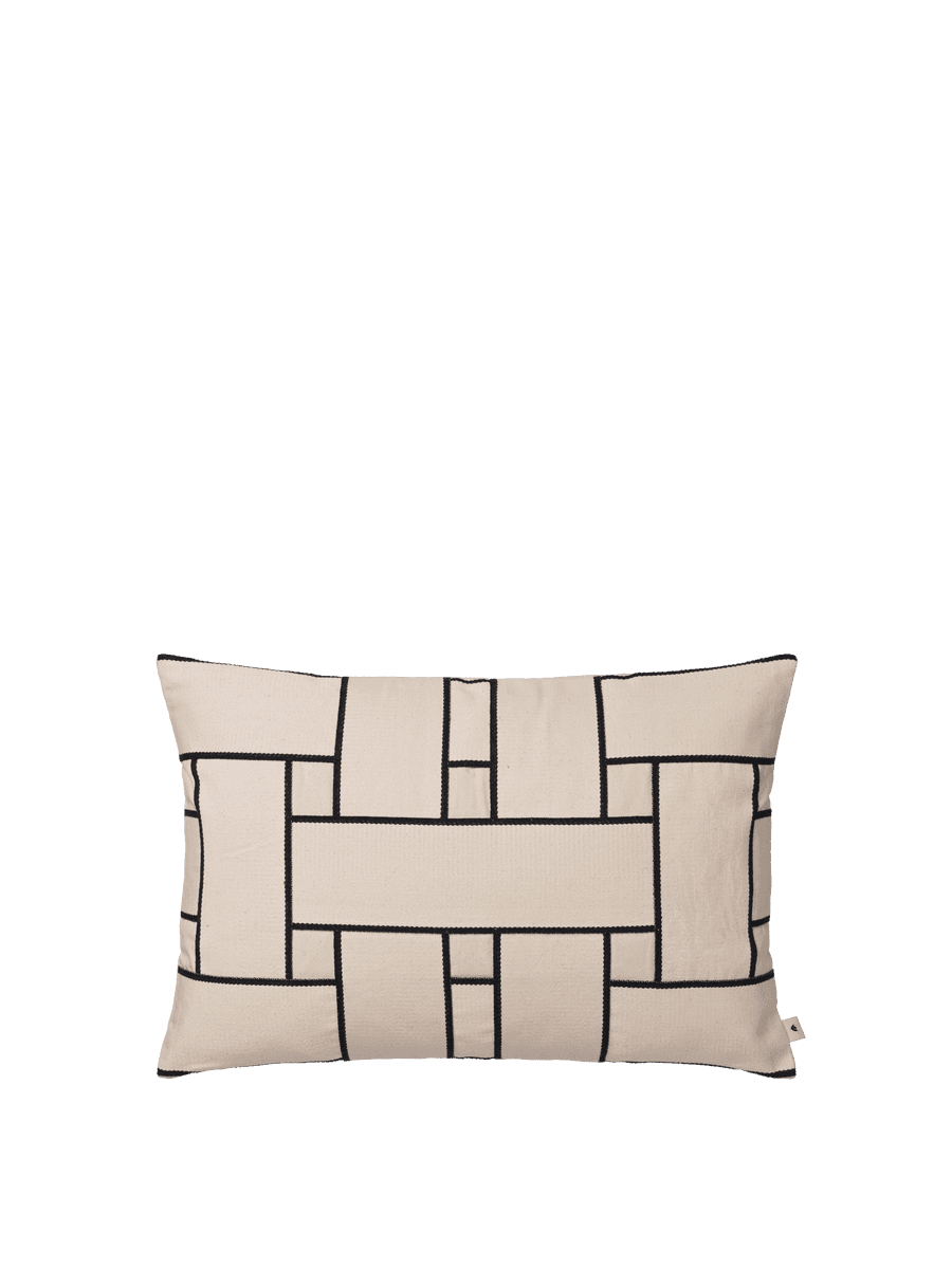 Ferm Living Lattice Offset Cushion - Rectangular - Off-White/Black