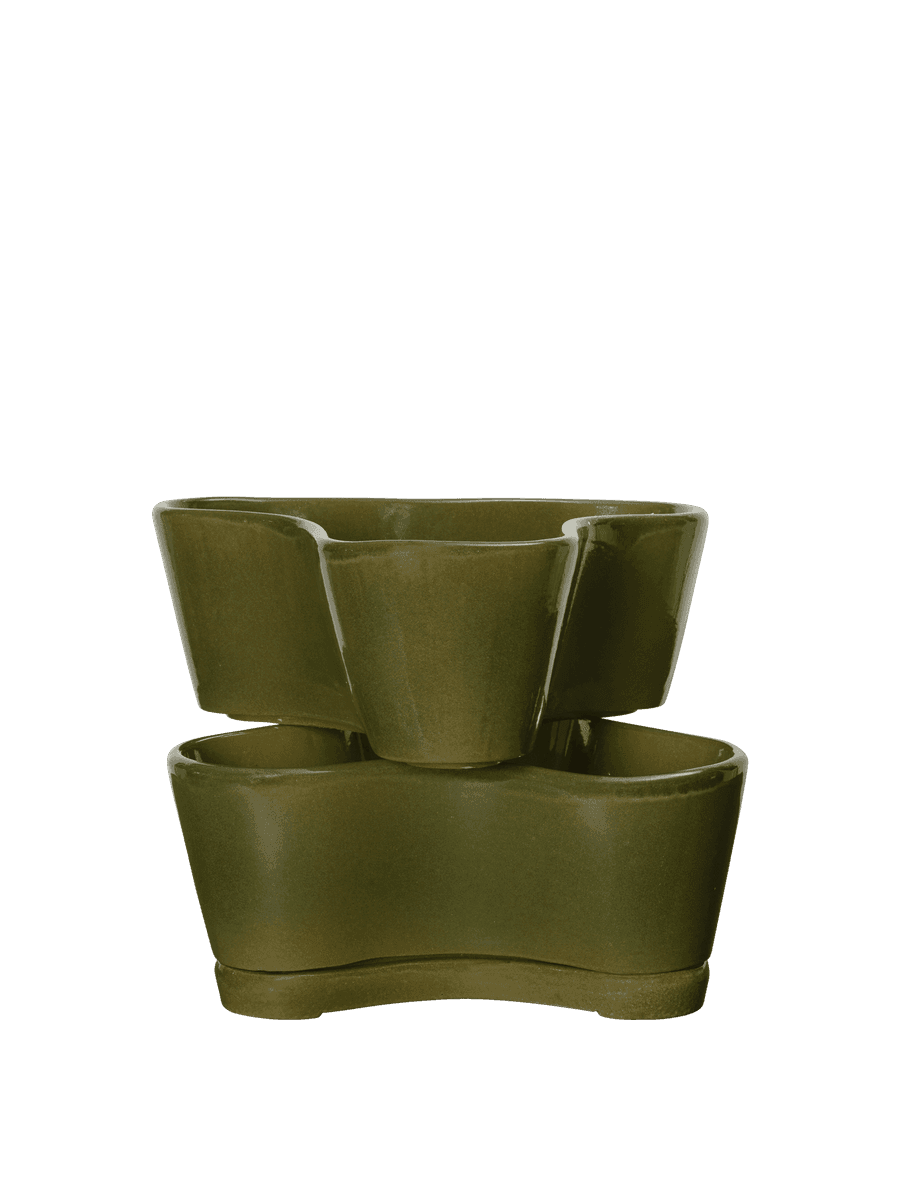 Ferm Living Gemi Stackable Planters - Set of 2 - Moss Green