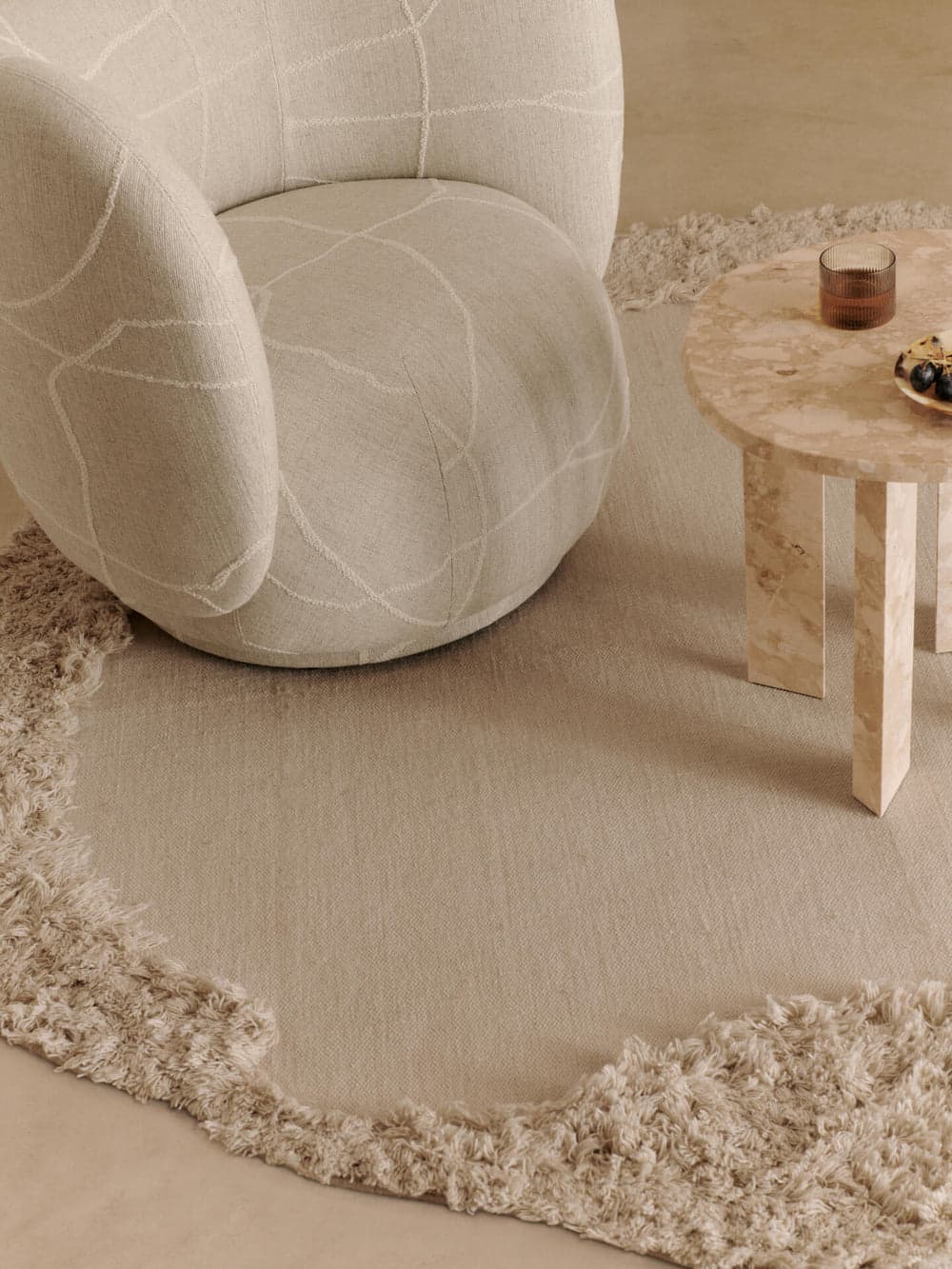 Ferm Living Rico Lounge Chair - Can Lis - Sand/Off-White — фото 6