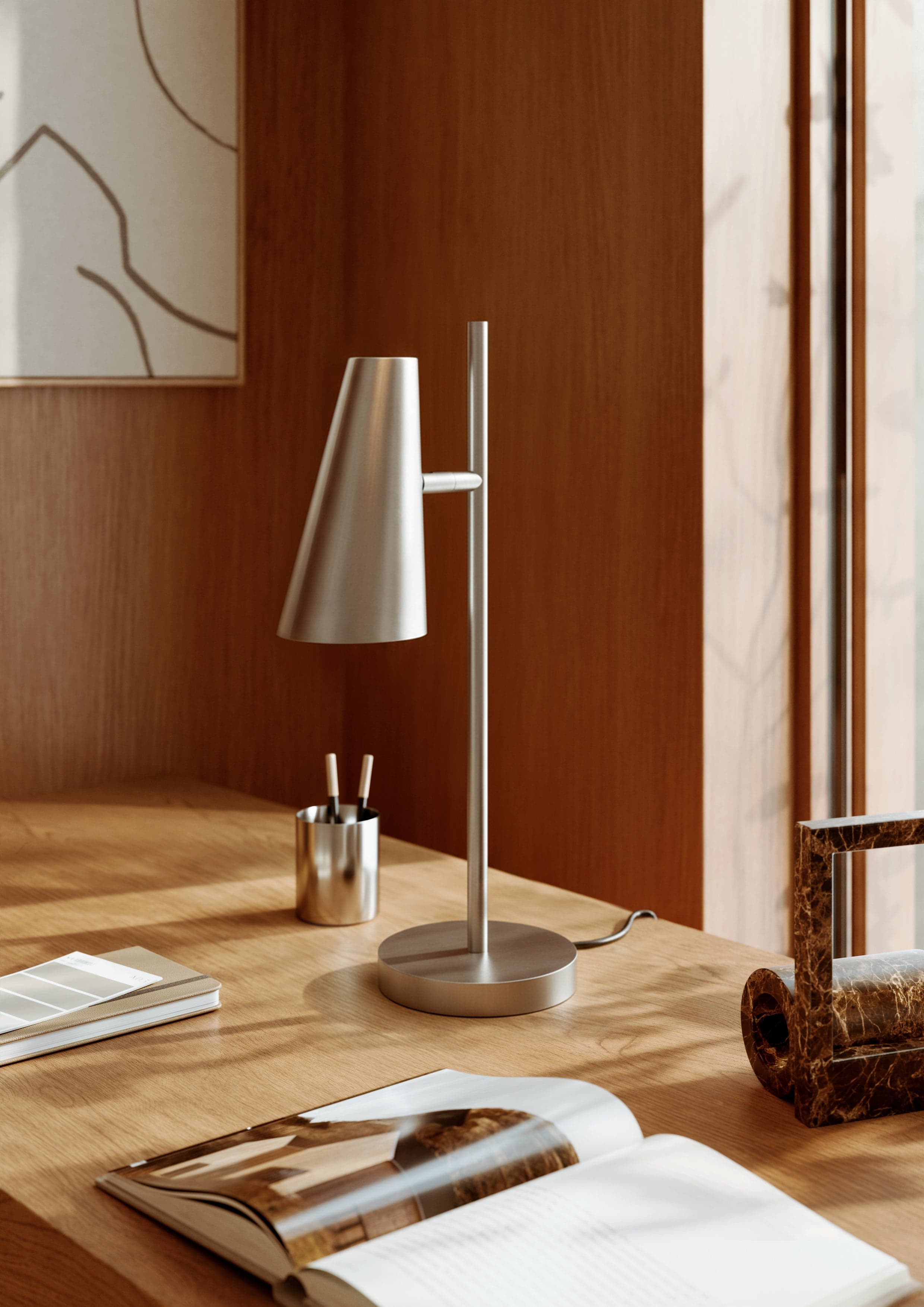 WOUD Cono table lamp - Brushed metal finish — фото 3