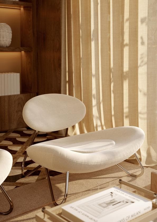 WOUD Meadow lounge chair - White/Chrome — фото 3