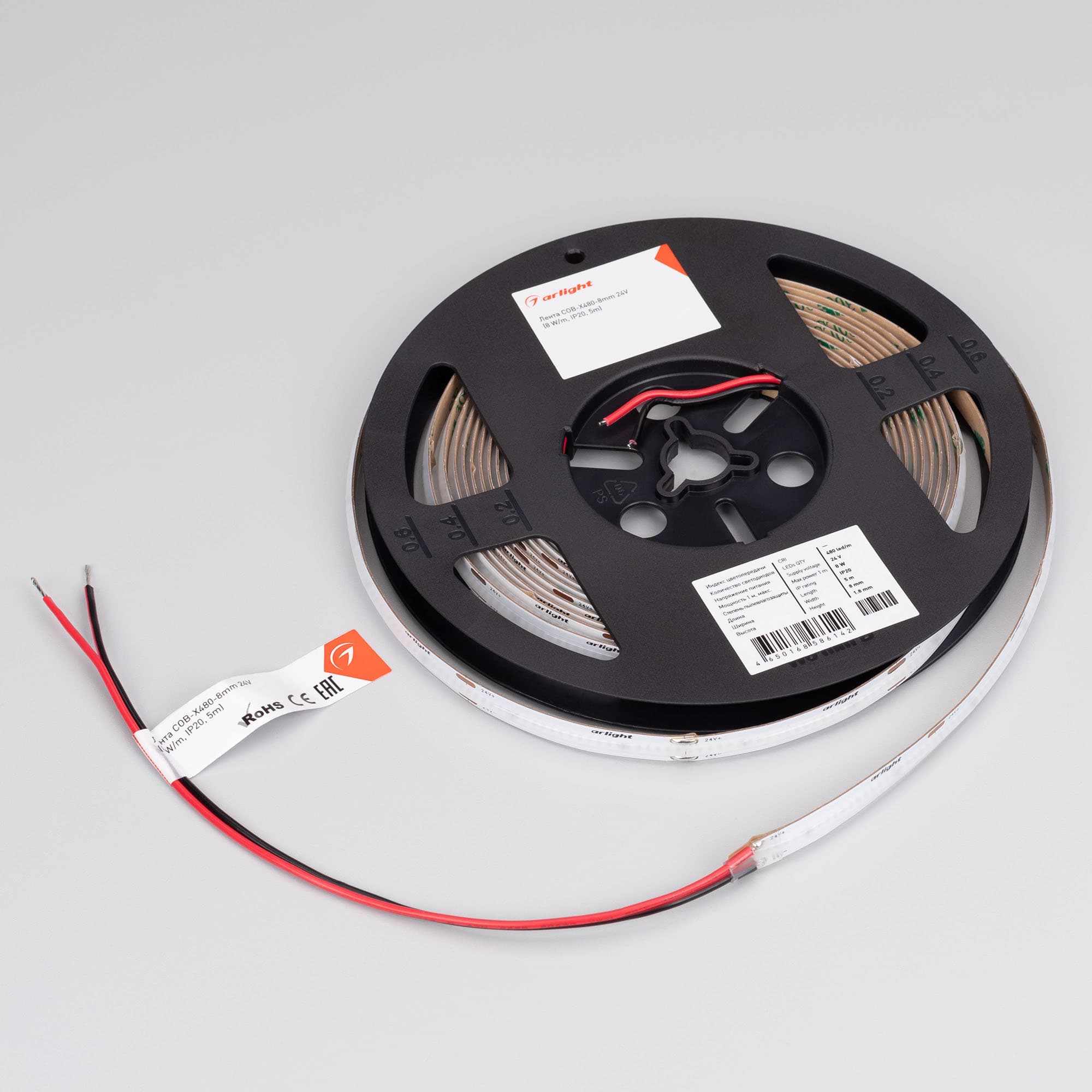 Светодиодная лента COB-X480-8mm 24V Blue (8 W/m, IP20, 5m) (Arlight, -) 047734 — фото 3