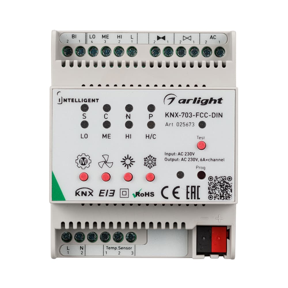INTELLIGENT ARLIGHT Контроллер фанкойла KNX-703-FCC-DIN (230V, 3x6A) (IARL, Пластик) 025673 — фото 2