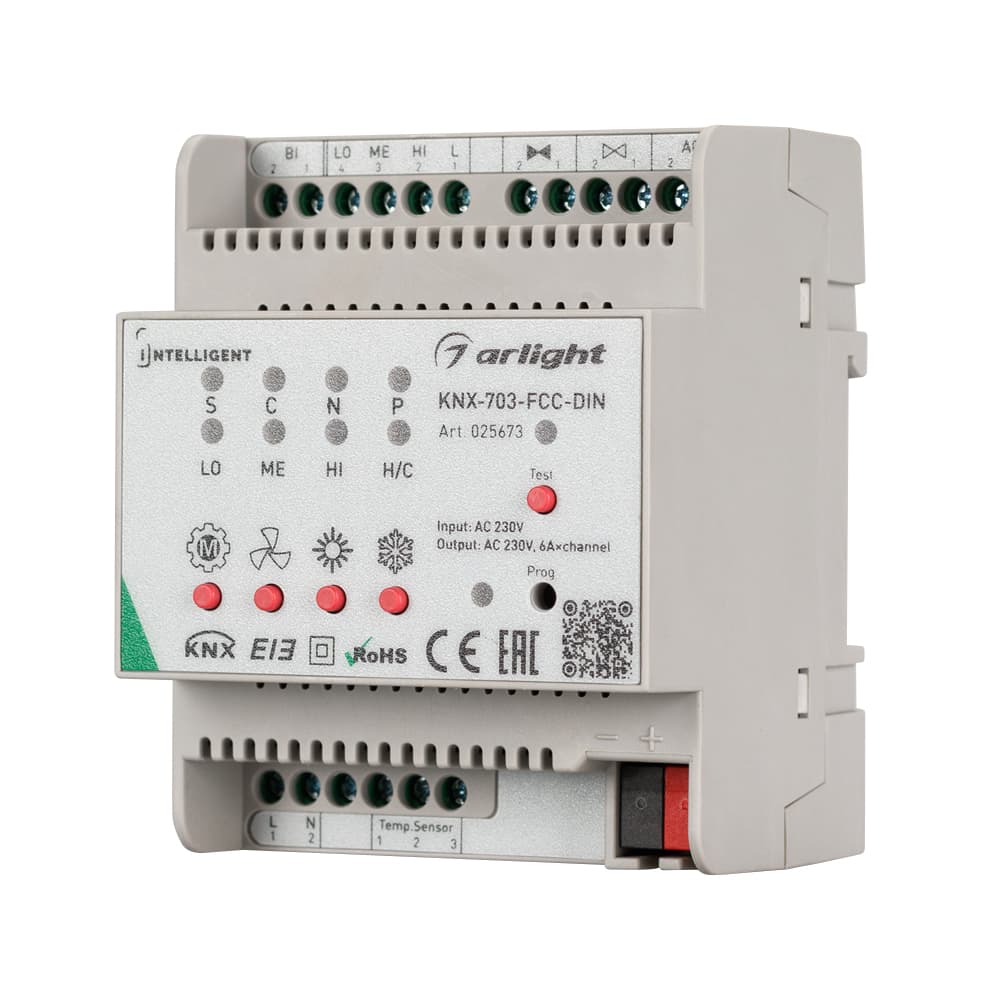 INTELLIGENT ARLIGHT Контроллер фанкойла KNX-703-FCC-DIN (230V, 3x6A) (IARL, Пластик) 025673 — фото 1
