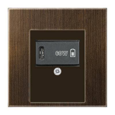 USB розетка для зарядки мобильных устройств тип C, 5-60W, Латунь Antik (металл), Jung