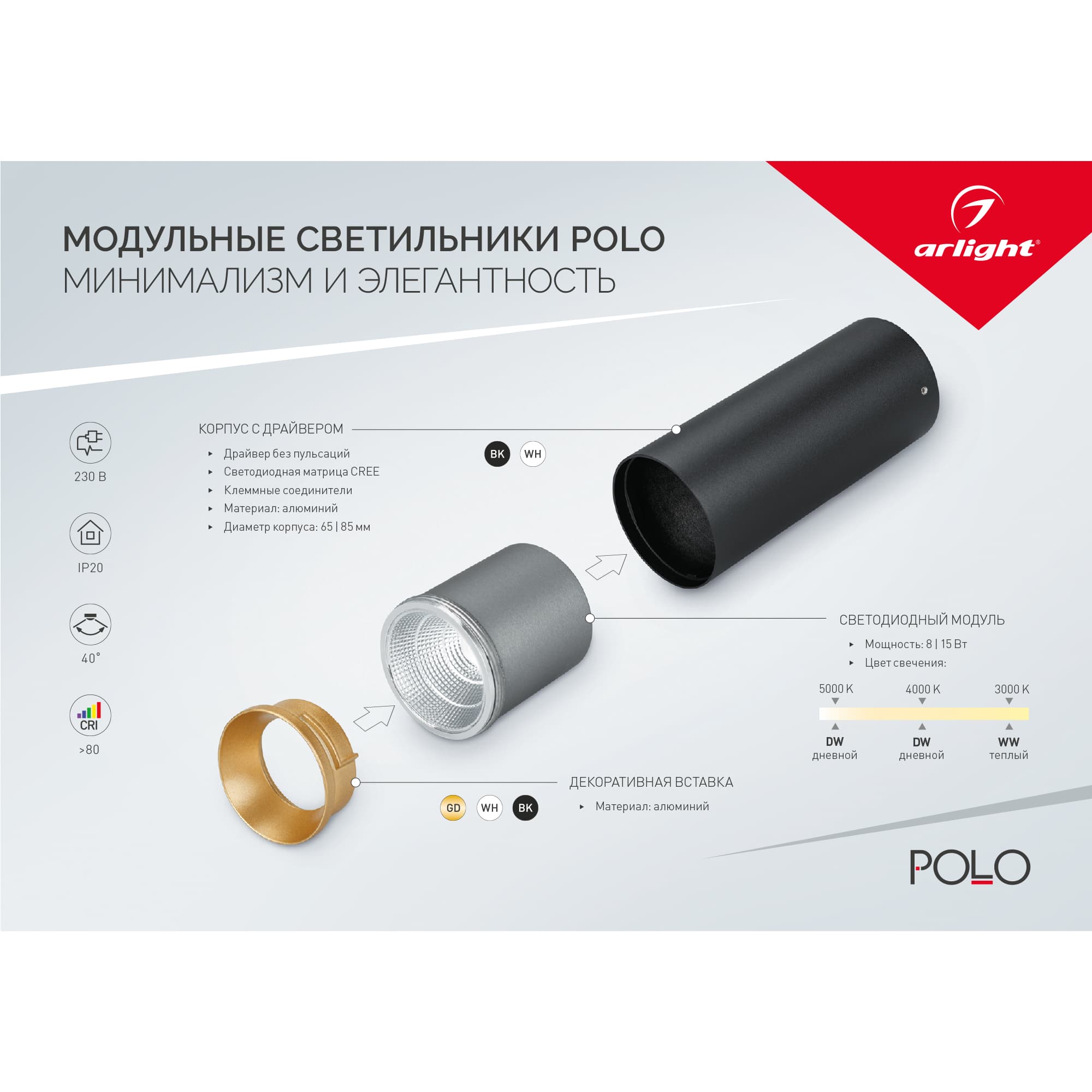 Буклет-открытка МОДУЛЬНЫЕ СВЕТИЛЬНИКИ POLO. 2022 (Arlight, -) 035654(22)