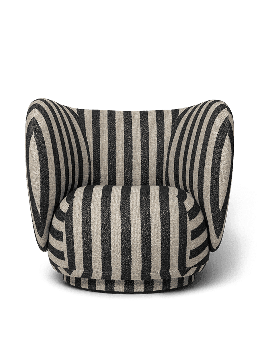 Ferm Living Rico Lounge Chair - Swivel - Louisiana - Sand/Black