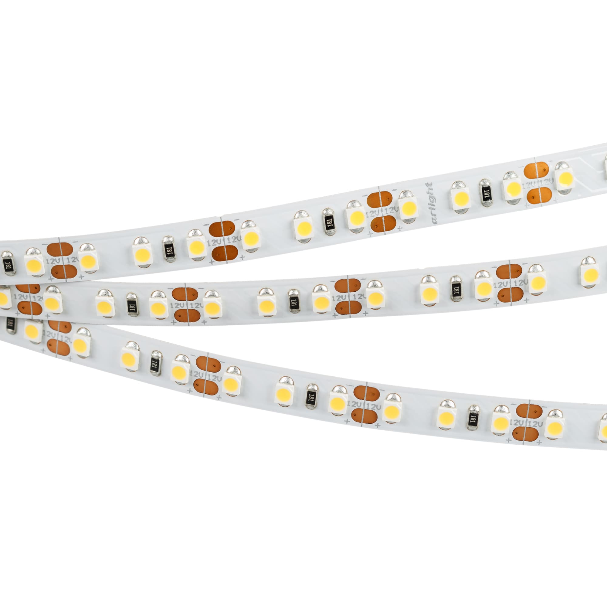Светодиодная лента RT 2-5000 12V Warm2400 2x (3528, 600 LED, LUX) (Arlight, 9.6 Вт/м, IP20) 018091(B)