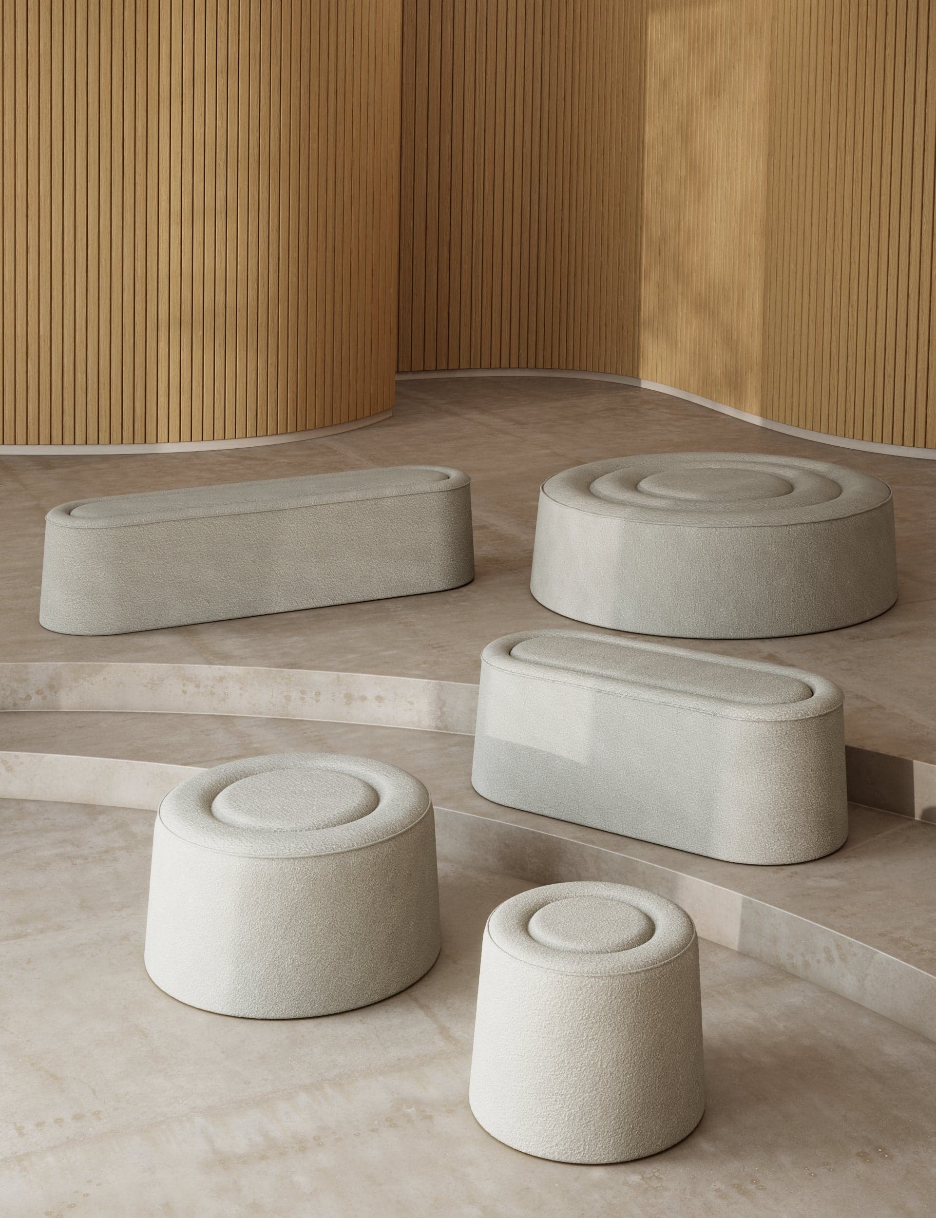 WOUD Praline pouf (Ø122 cm) - Natural bouclé — фото 5