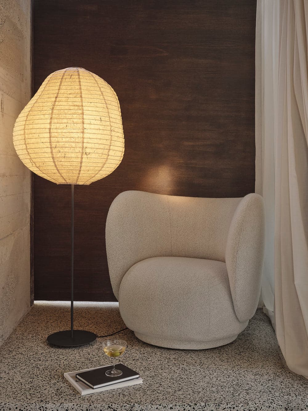 Ferm Living Kurbis Floor Lamp - Tall - Black/Natural — фото 3