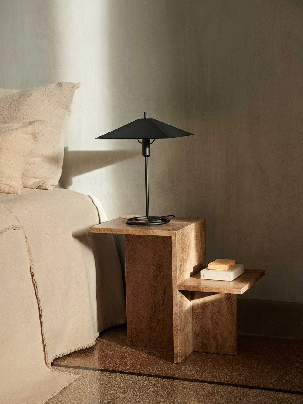 Ferm Living Distinct Side Table - Dark Brown Travertine — фото 3