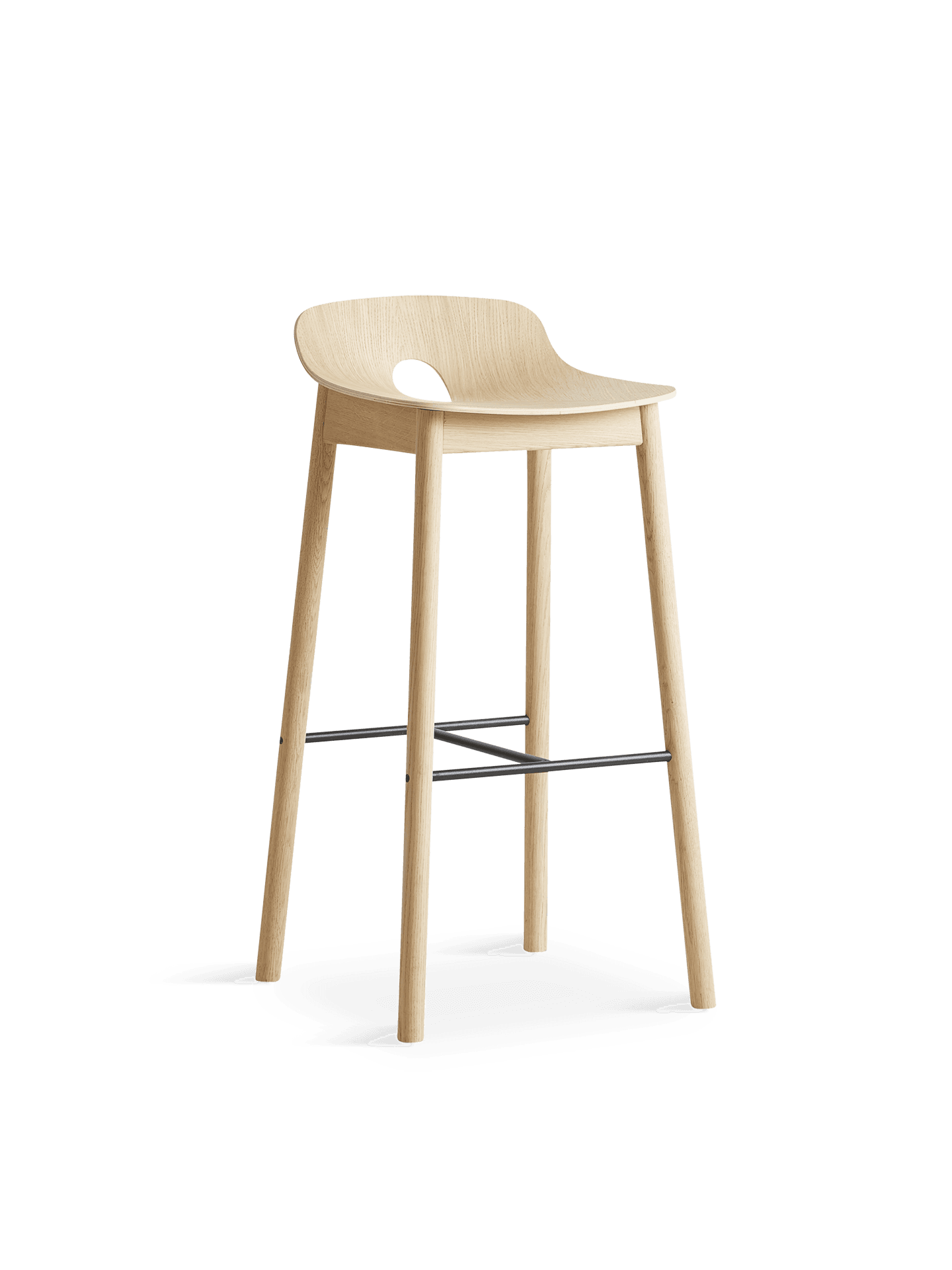 WOUD Mono bar stool - White pigmented oak