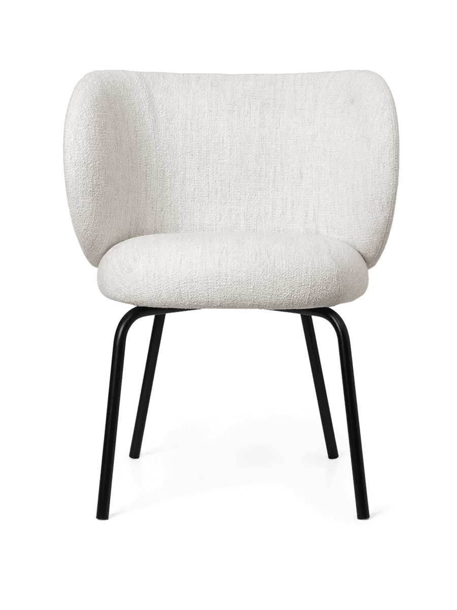 Ferm Living Rico Dining Chair - Black - Bouclé - Off-White