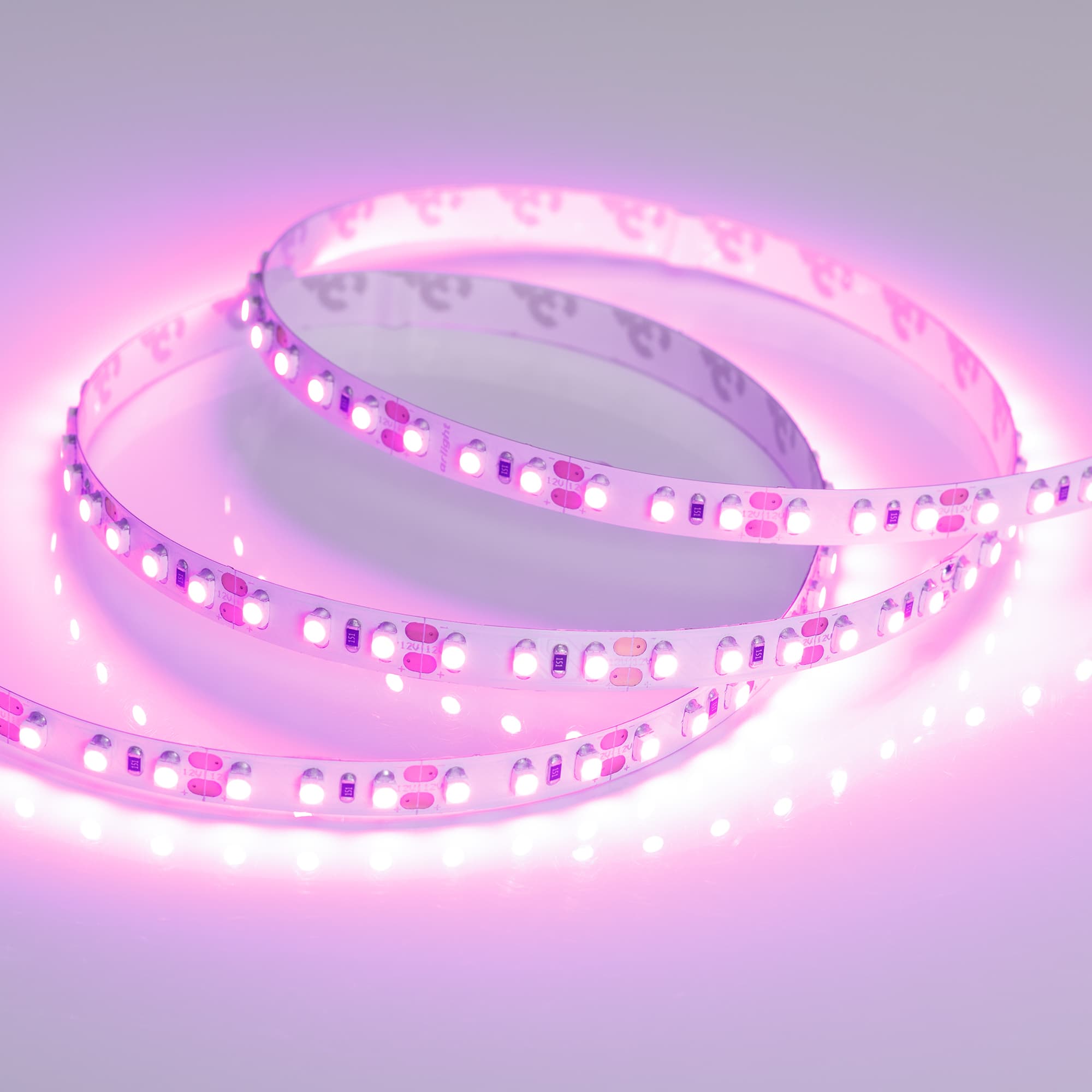 Светодиодная лента RT 2-5000 12V Pink 2X (3528, 600 LED, LUX) (Arlight, 9.6 Вт/м, IP20) 015897 — фото 2