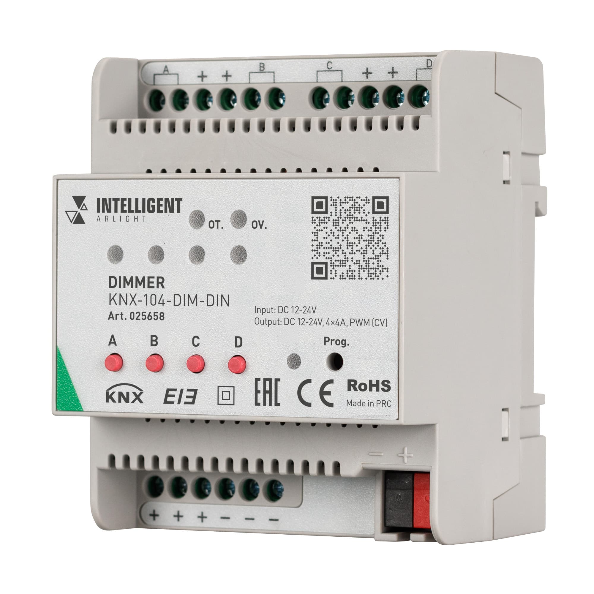 INTELLIGENT ARLIGHT Диммер KNX-104-DIM-DIN (12-24V, 4x4A) (IARL, IP20 Пластик, 2 года) 025658 — фото 1