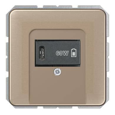 USB розетка для зарядки мобильных устройств тип C, 5-60W, Золотая Бронза (металл), CD серия, Jung