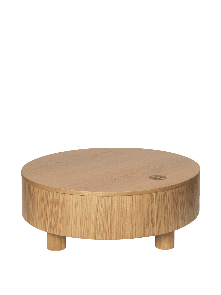Ferm Living Olles Storage Table - Ø80 - Natural Oak Veneer