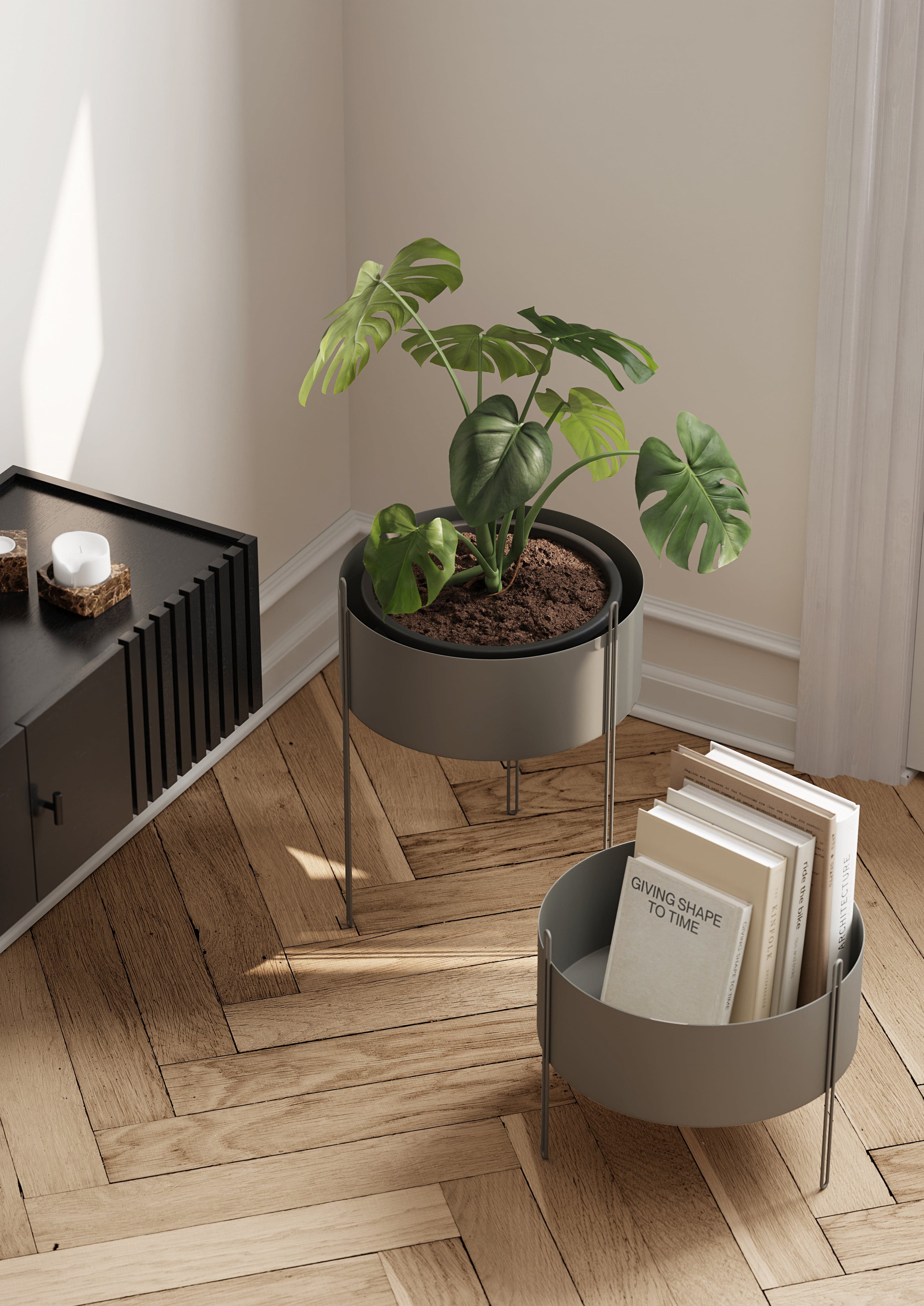 WOUD Pidestall planter (Medium) - Taupe — фото 4