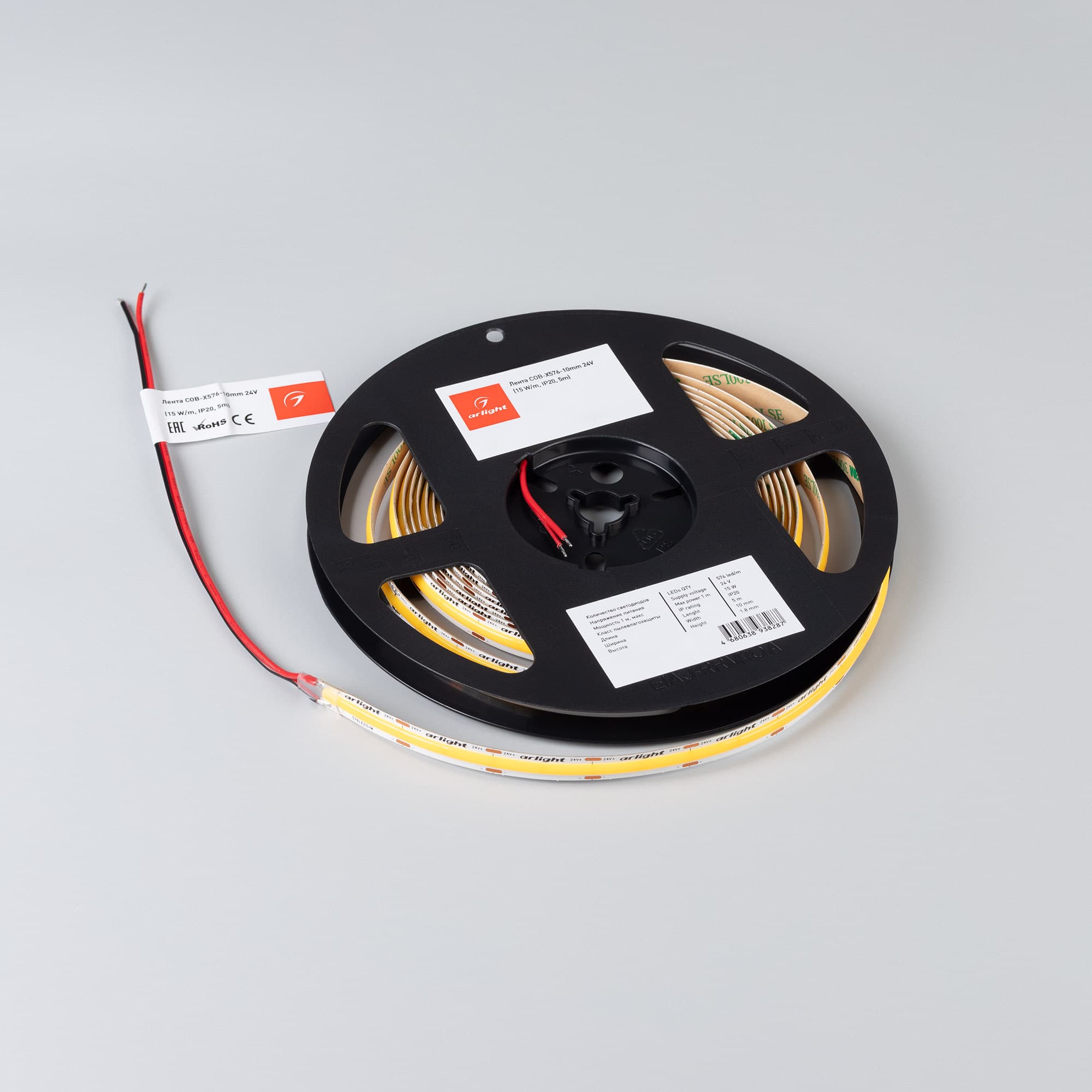 Светодиодная лента COB-X576-10mm 24V Warm3000 (15 W/m, IP20, 5m) (Arlight, высок.эфф.150 лм/Вт) 059121 — фото 3