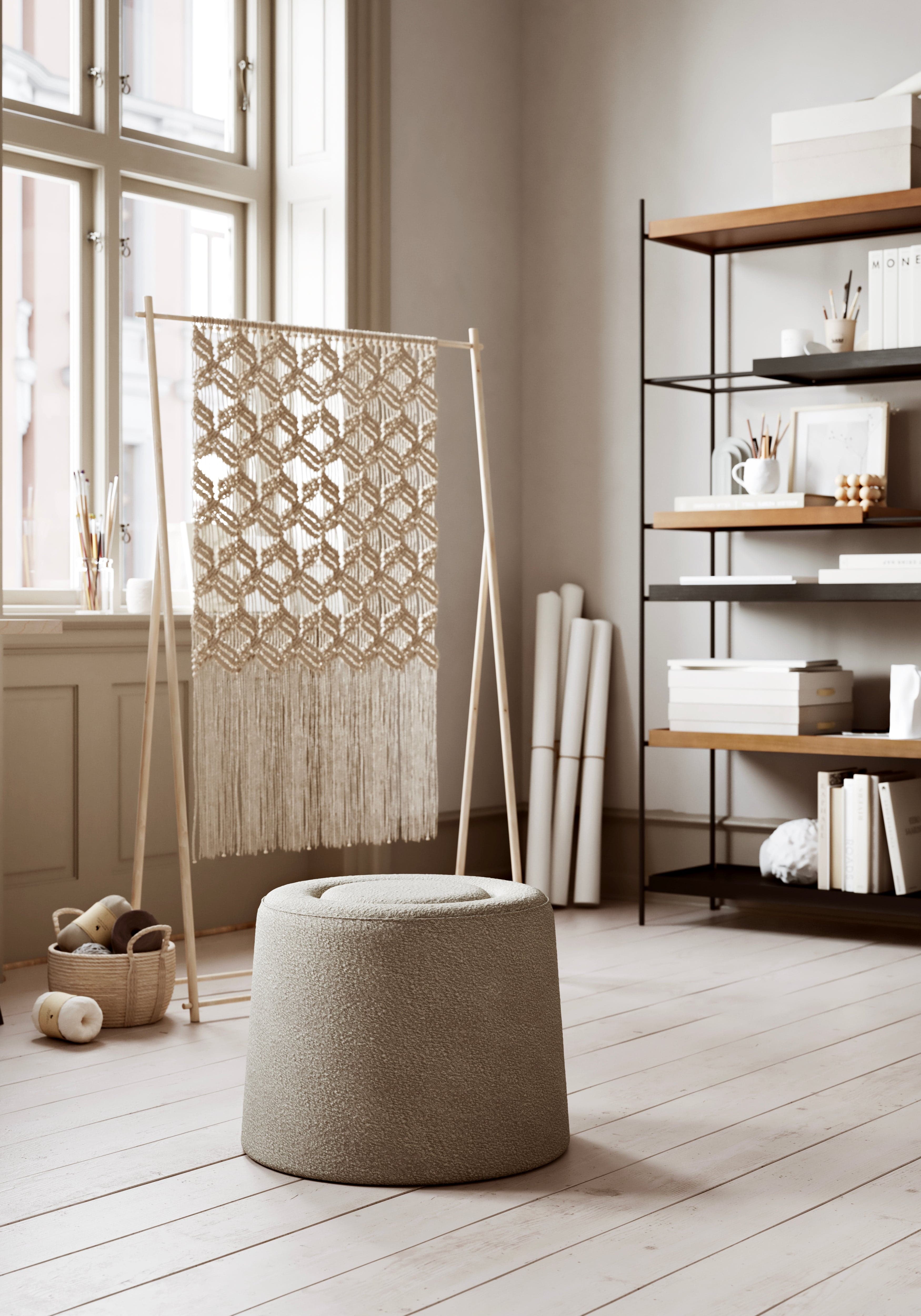 WOUD Praline pouf (Ø52 cm) - Natural bouclé — фото 6