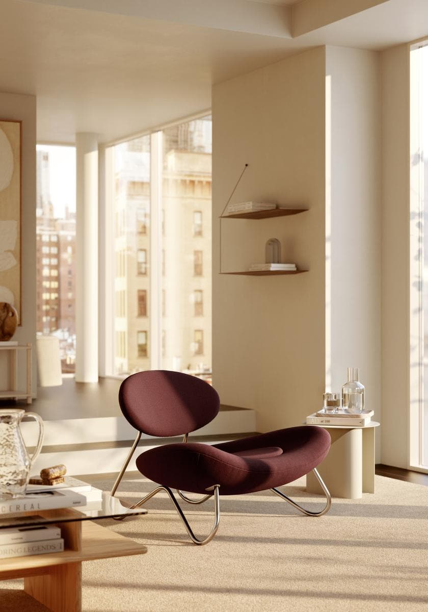 WOUD Meadow lounge chair - Burgundy/Brushed steel — фото 3