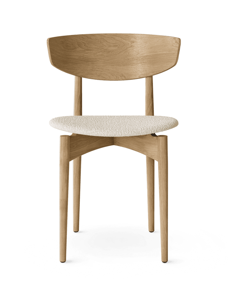 Ferm Living Herman Dining Chair - Upholstered Seat - Bouclé - Oak/Off-White