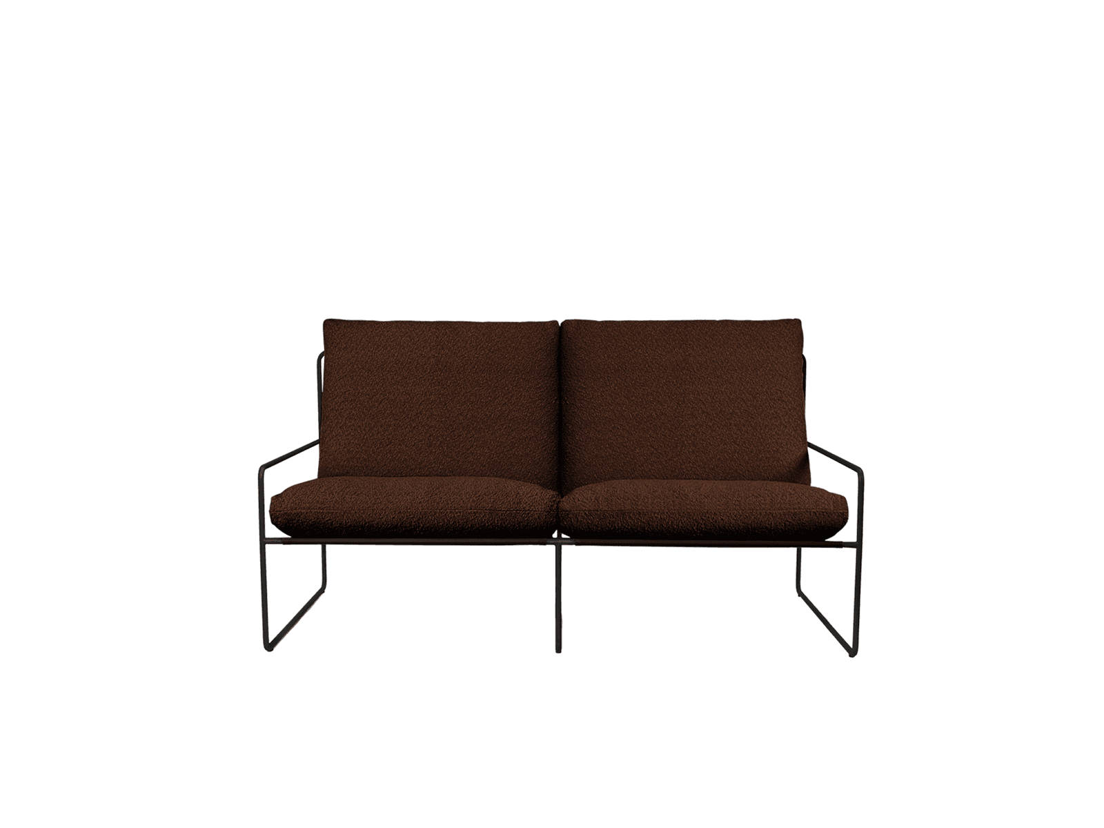 Ferm Living Desert 2-seater - Black - Pure Bouclé - Chestnut