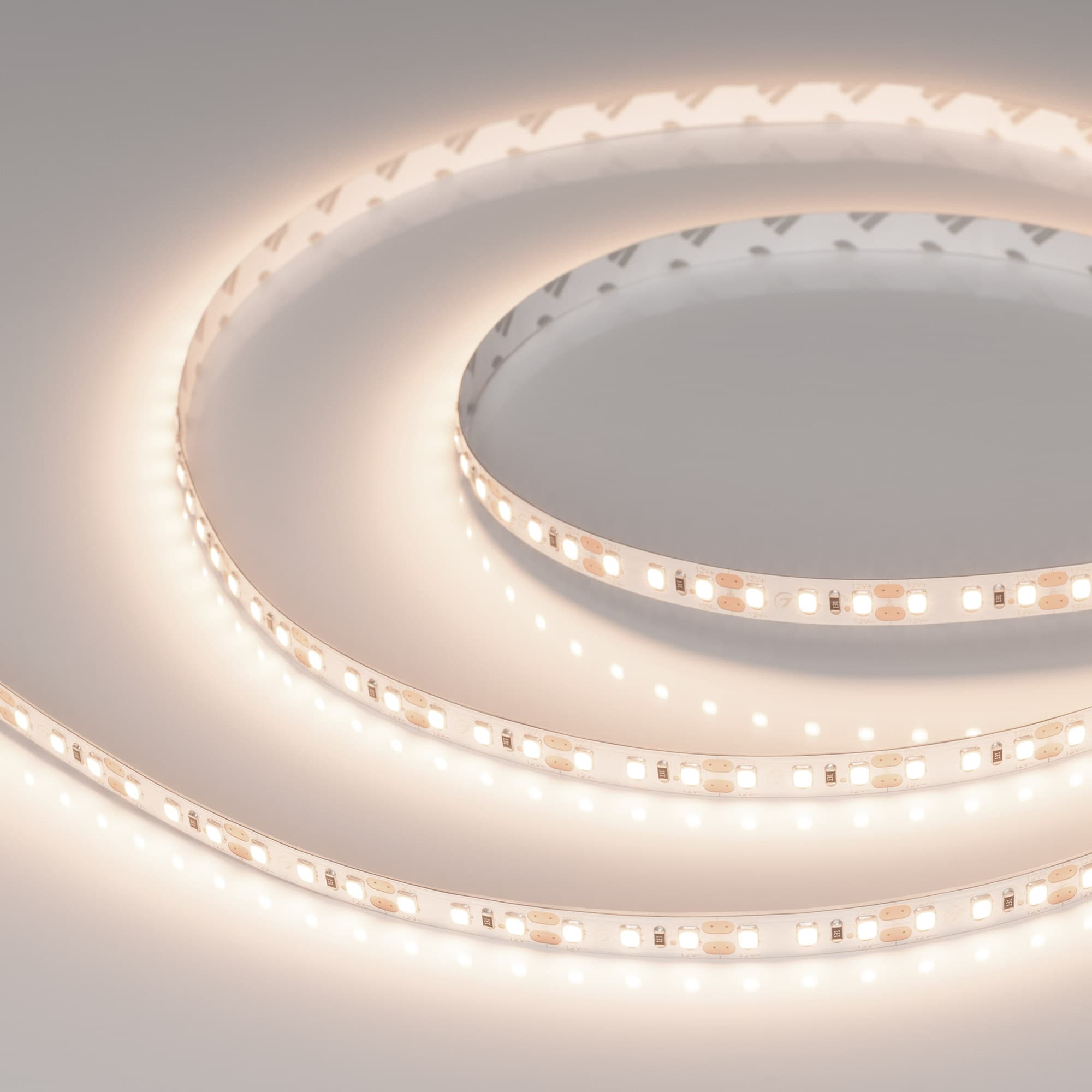 Светодиодная лента RT-A120-8mm 12V Warm3500 (9.6 W/m, IP20, 2835, 5m) (Arlight, Открытый) 034446