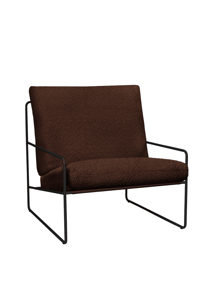 Ferm Living Desert 1-seater - Black - Pure Bouclé - Chestnut